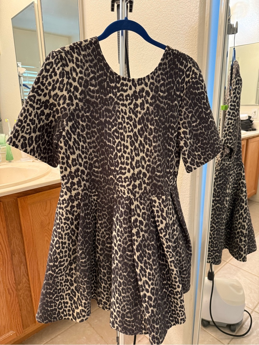 Ganni Leopard cotton tweed mini dress size 34  NWT runs big fits small/medium